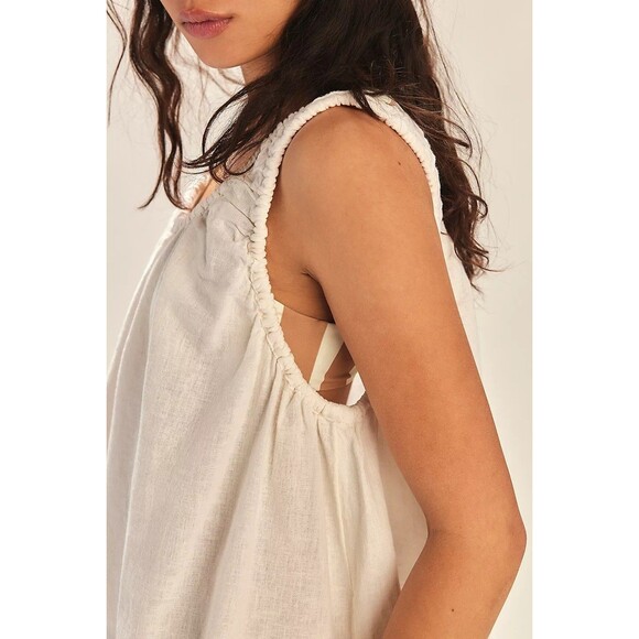 Free People Free-est Amanda Cotton-Linen Mini Dress Ruched Sleeveless S 281546 - Picture 2 of 8